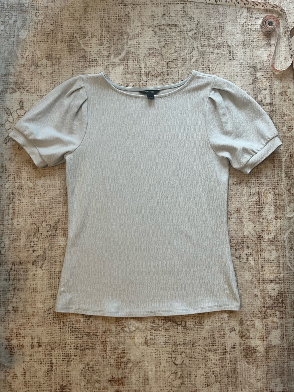 RW&CO. Light Ice Blue Puff Sleeve Blouse